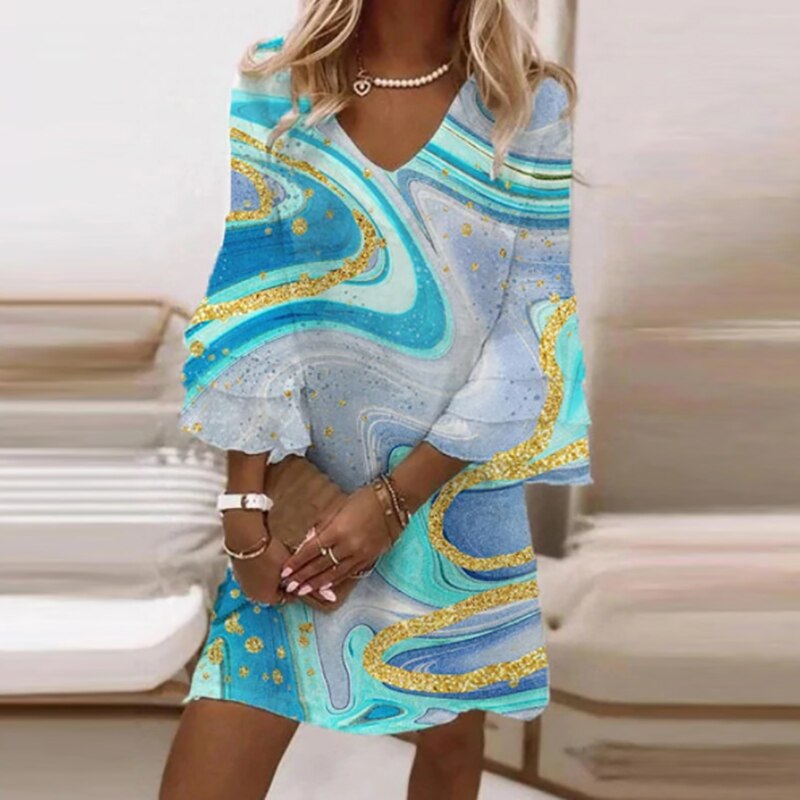 Olivia - Dames Mini-Jurk met Print