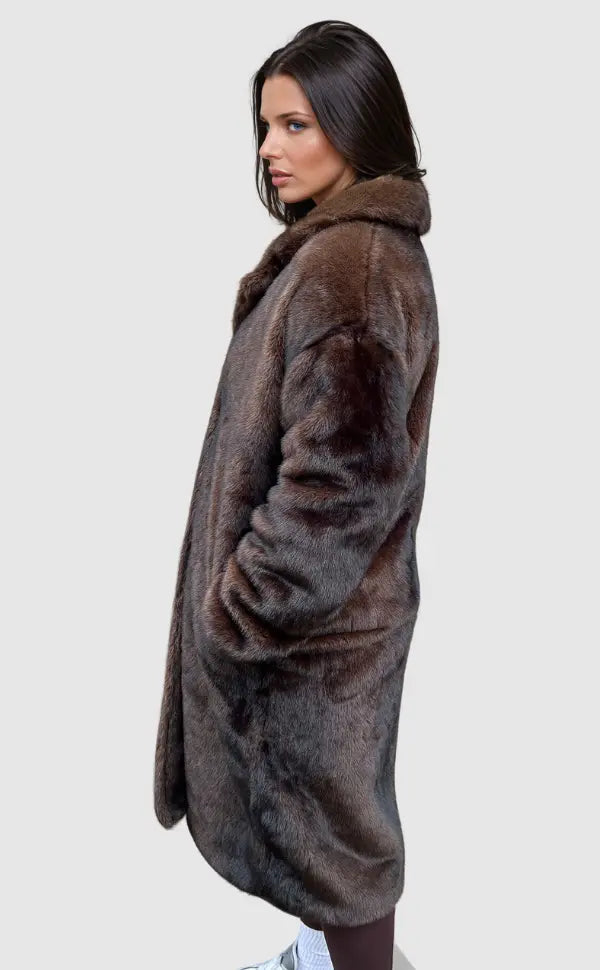 Fleur | Lange winter imitatiebontjas voor dames