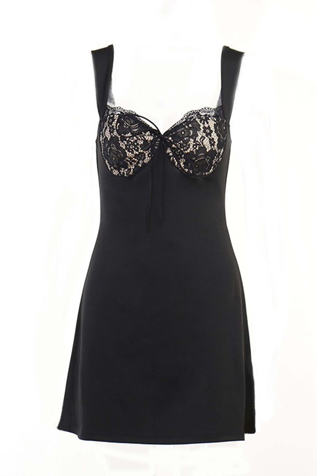 Elvira – Kanten A-lijn Mini-jurk met Open Rug