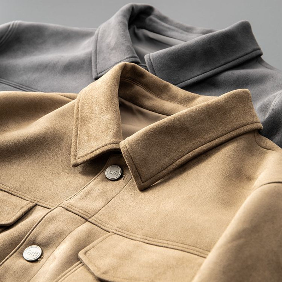 Sebastian | Luxe zacht suède herfstjack voor heren met tijdloos denimdesign