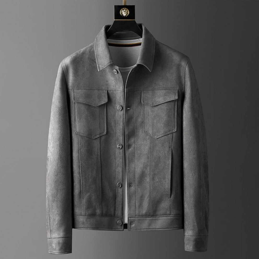 Sebastian | Luxe zacht suède herfstjack voor heren met tijdloos denimdesign