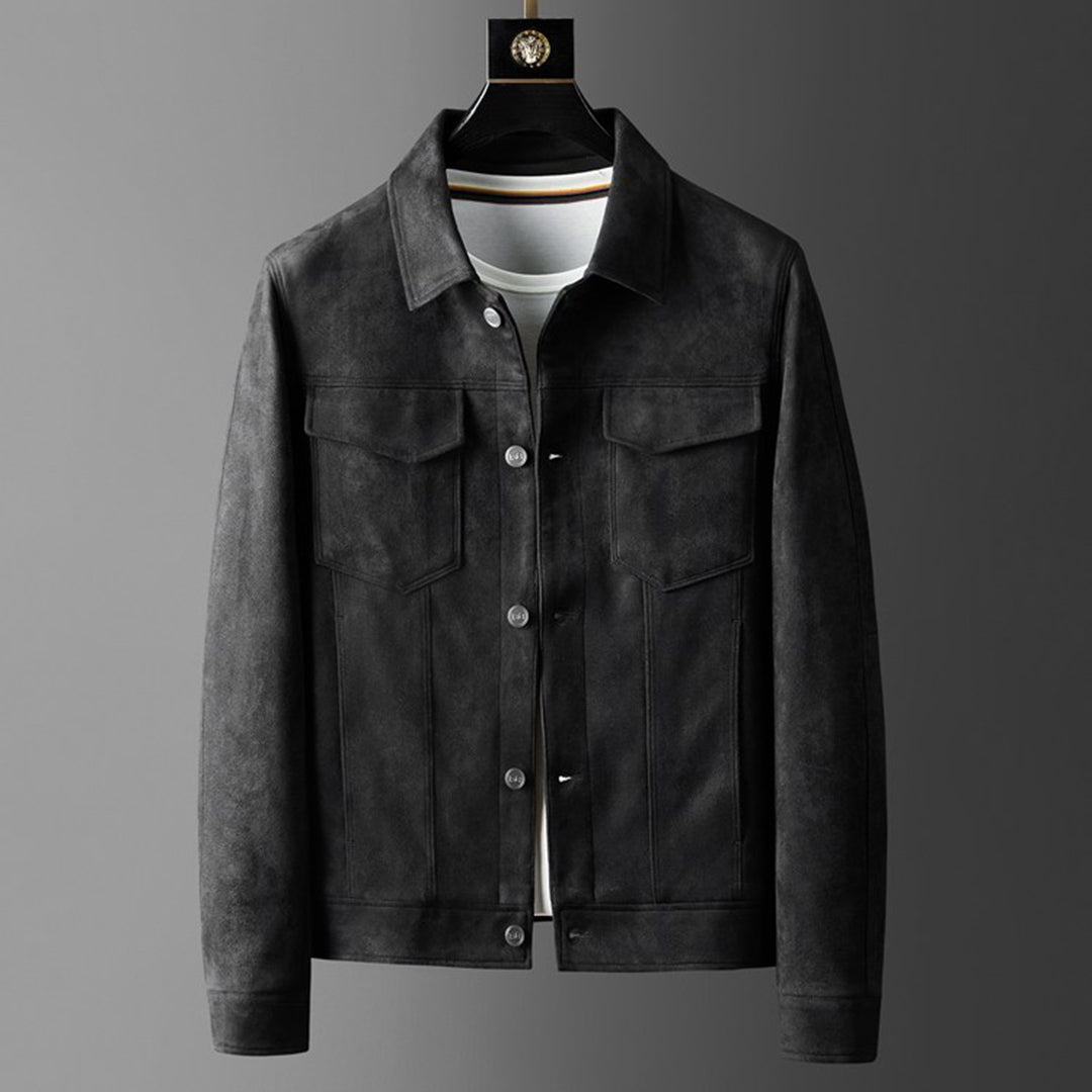 Sebastian | Luxe zacht suède herfstjack voor heren met tijdloos denimdesign