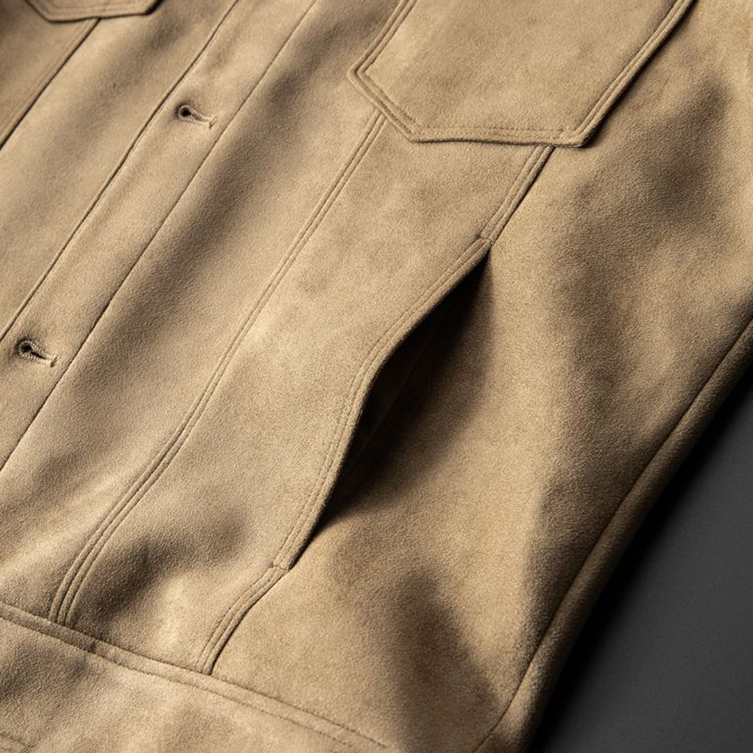 Sebastian | Luxe zacht suède herfstjack voor heren met tijdloos denimdesign