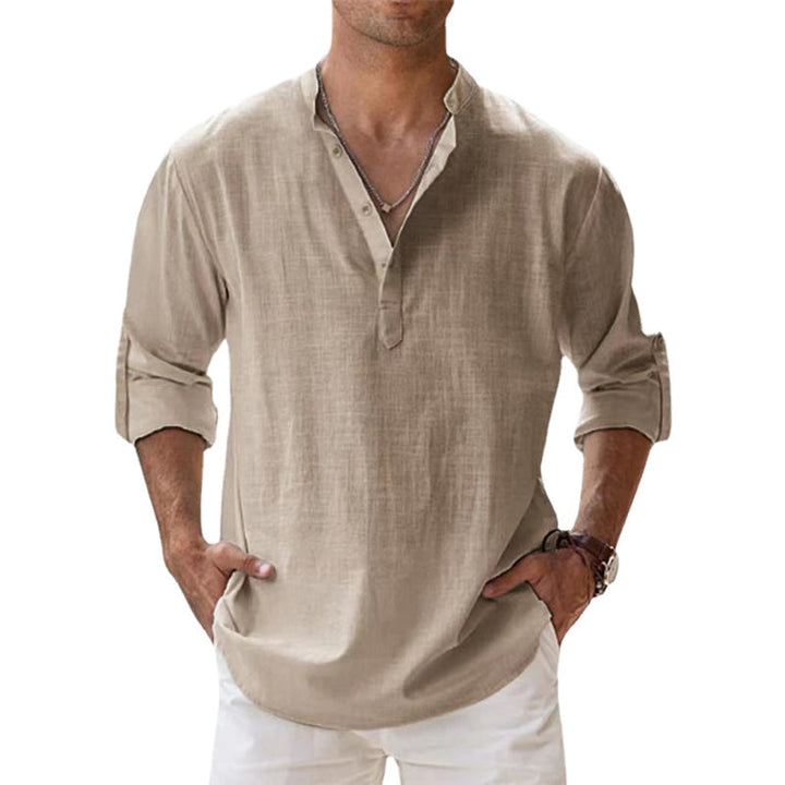 Linnen overhemd met Henley kraag – Ademend en licht voor een stijlvolle zomerse look