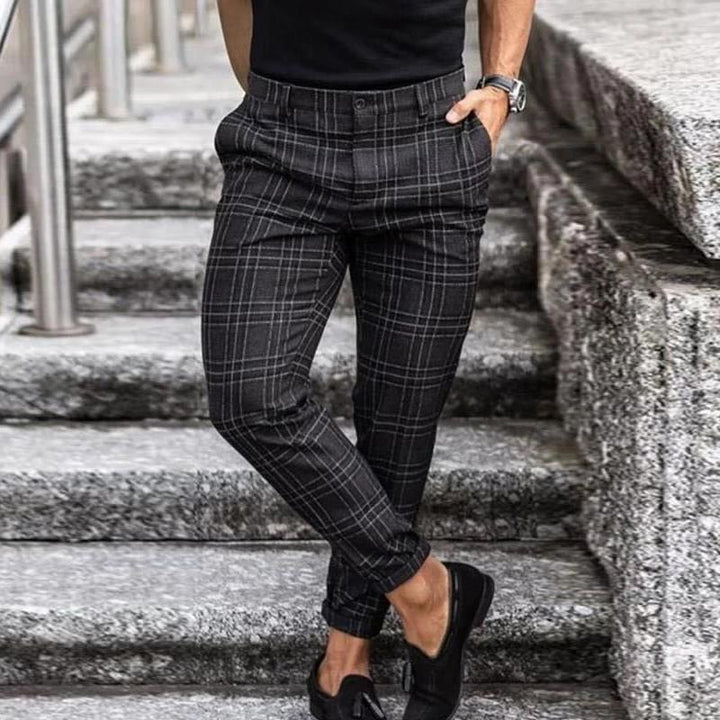 Dorian | Herfst chinobroek voor heren met ruitpatroon