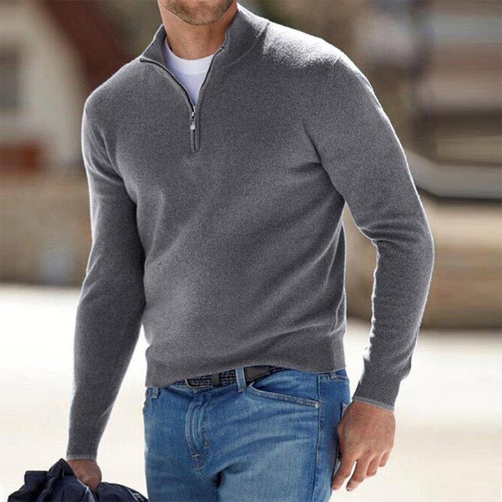 Luke | Zachte lichte herfst half-zip sweater voor heren