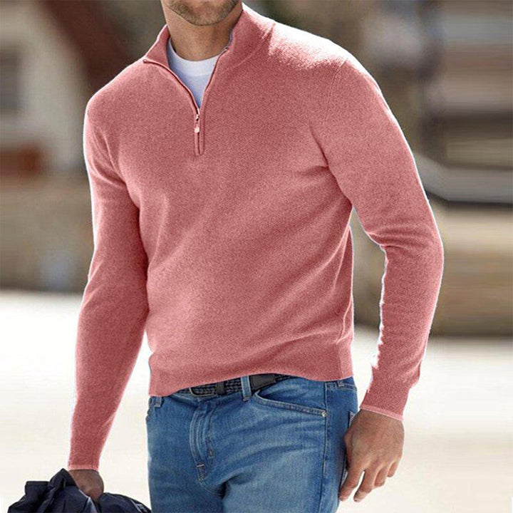 Luke | Zachte lichte herfst half-zip sweater voor heren