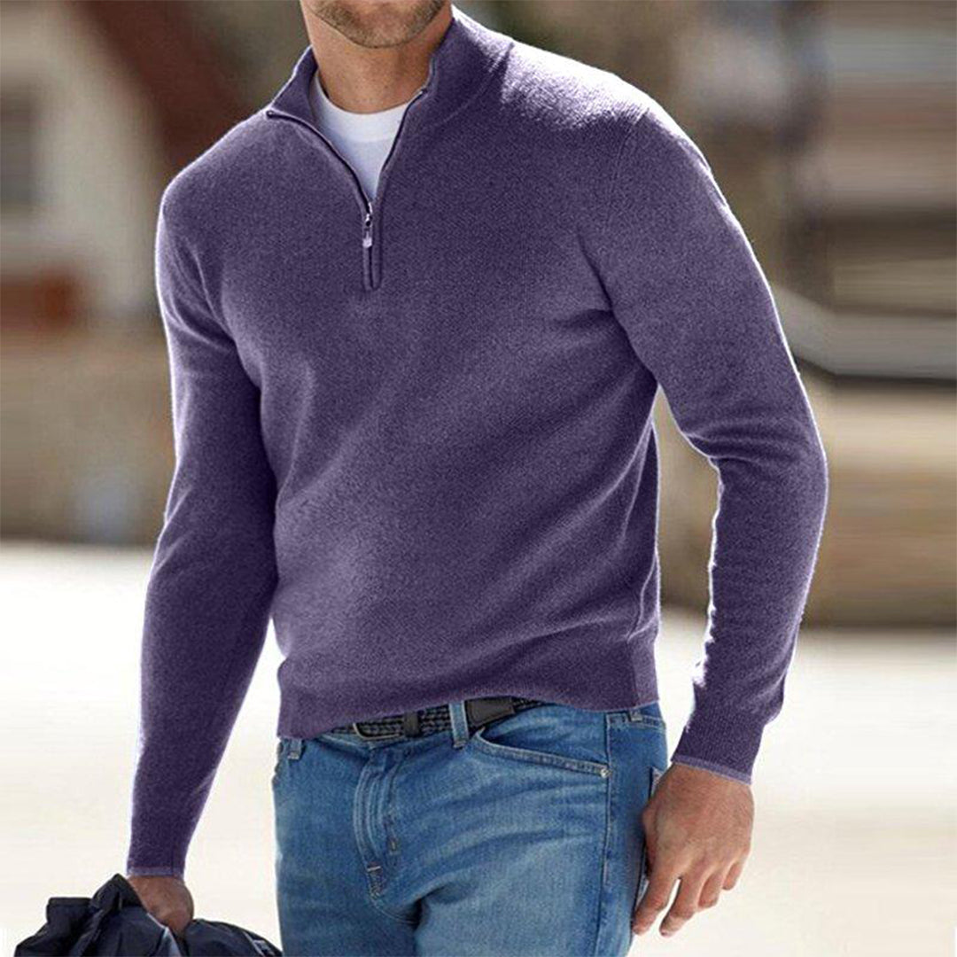 Luke | Zachte lichte herfst half-zip sweater voor heren