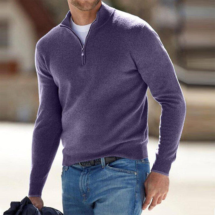 Luke | Zachte lichte herfst half-zip sweater voor heren
