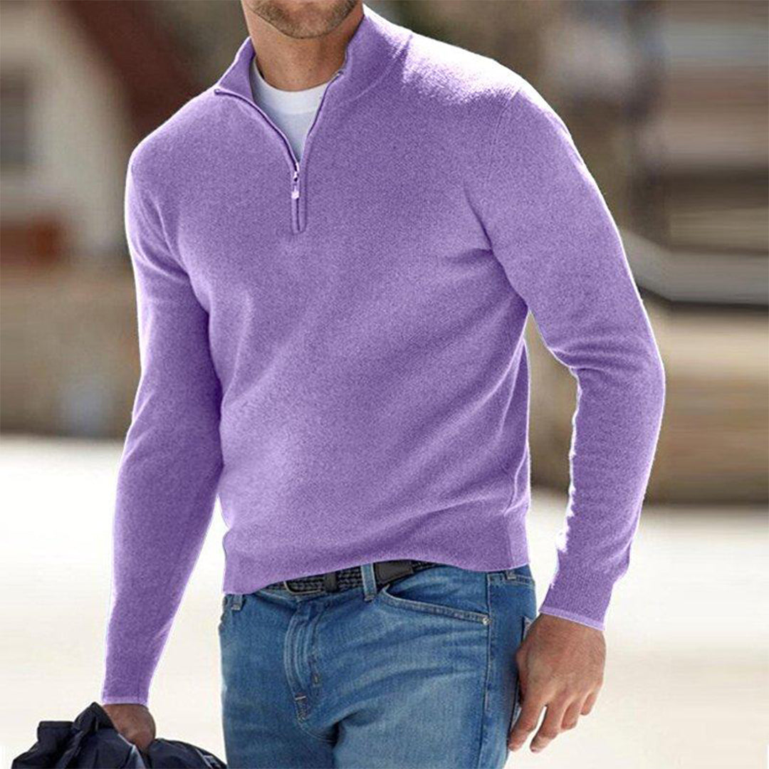 Luke | Zachte lichte herfst half-zip sweater voor heren