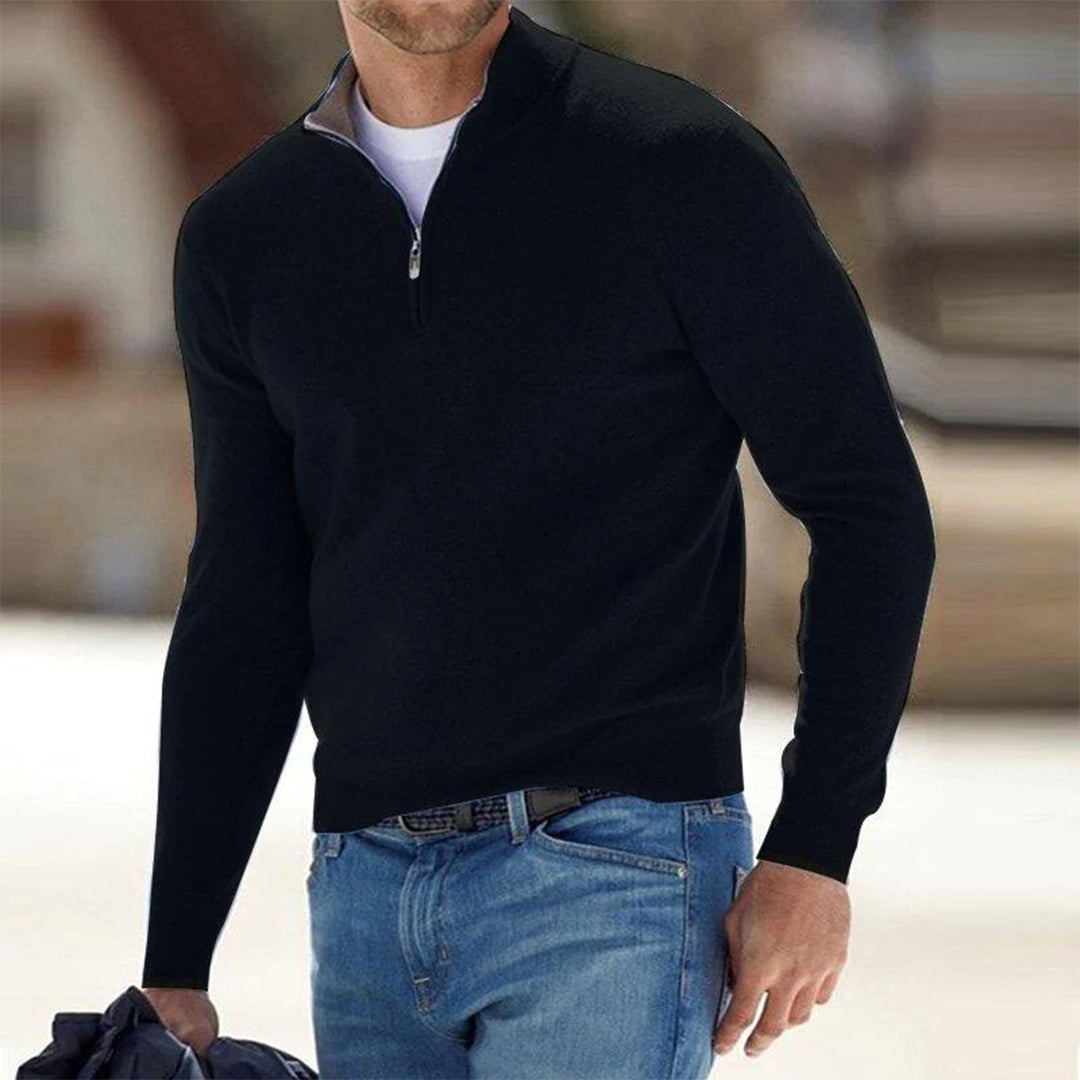 Luke | Zachte lichte herfst half-zip sweater voor heren