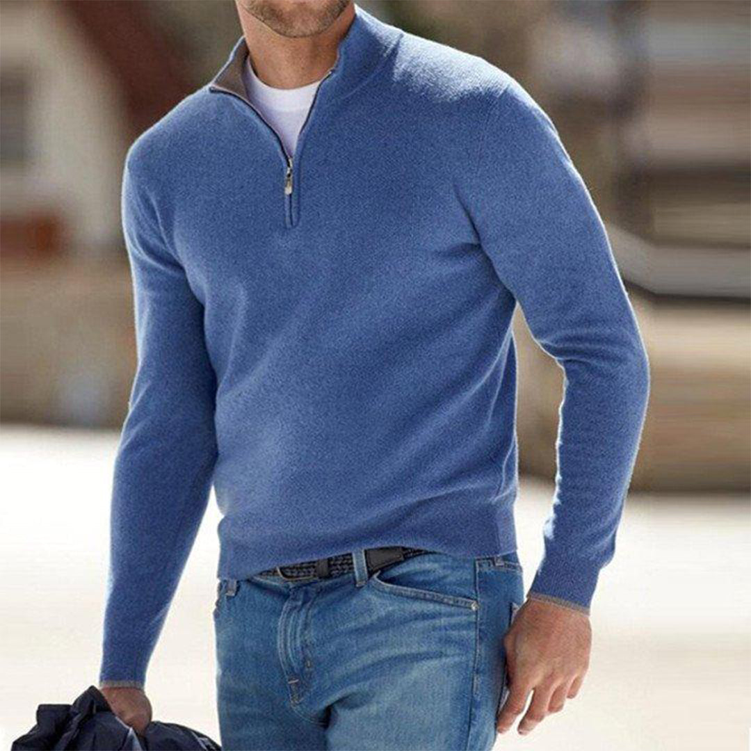 Luke | Zachte lichte herfst half-zip sweater voor heren