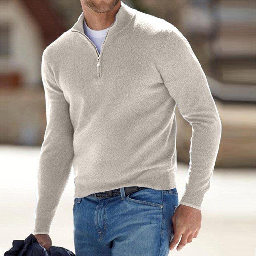Luke | Zachte lichte herfst half-zip sweater voor heren