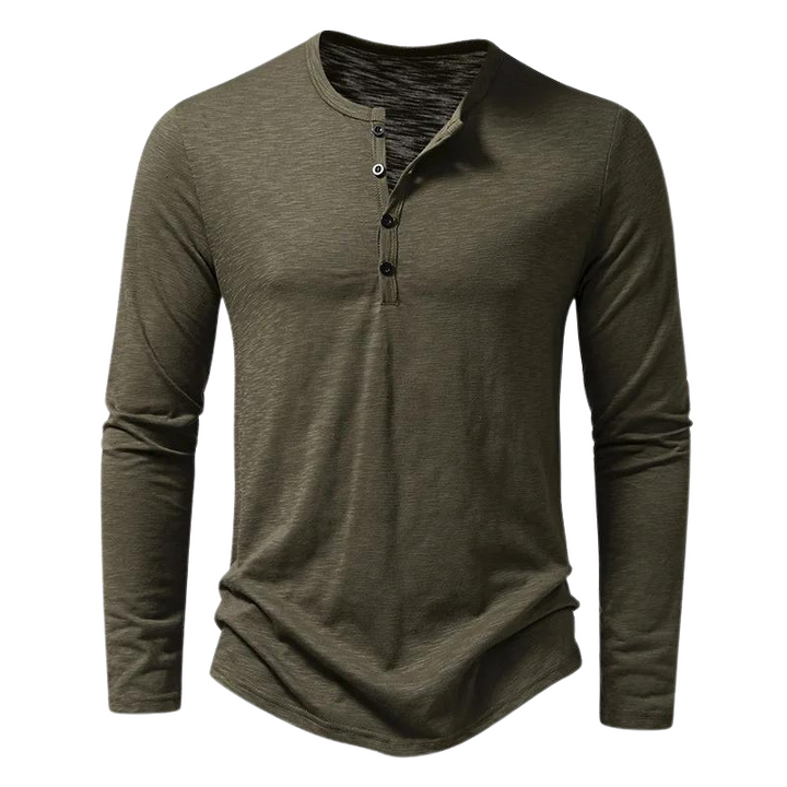 Julien | Zacht ademend katoenen shirt voor heren met knoopsluiting en henley-hals