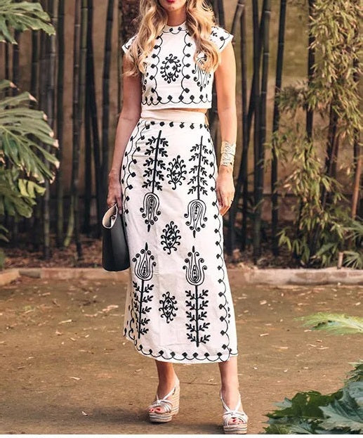 Mara - Dames Crop Top en Rok Set - Trendy Tweedelige Combinatie