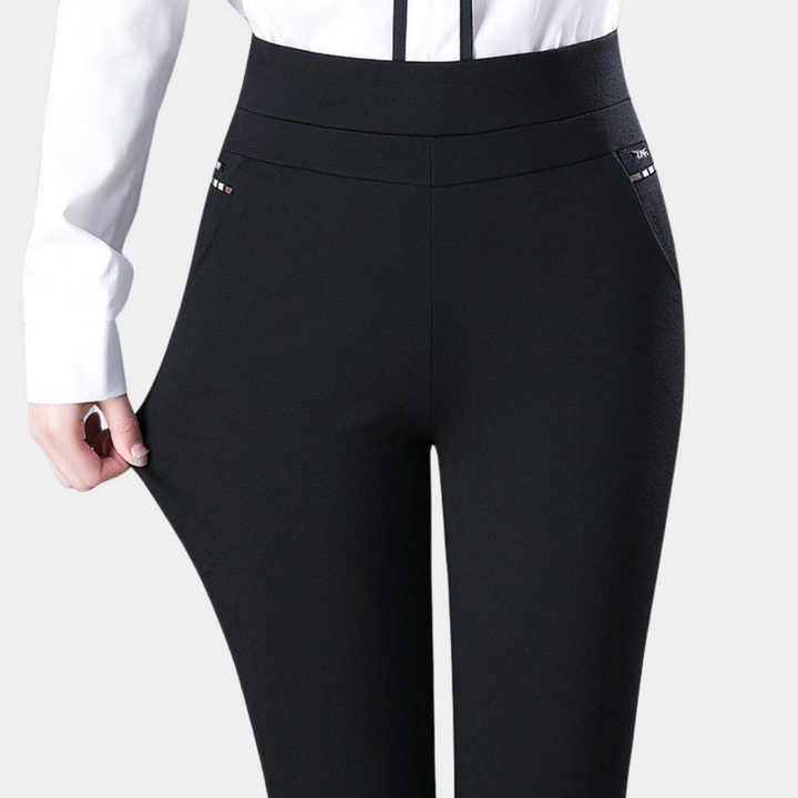 Amelia | Rekbare hoge taille herfst broek voor dames met slanke pasvorm