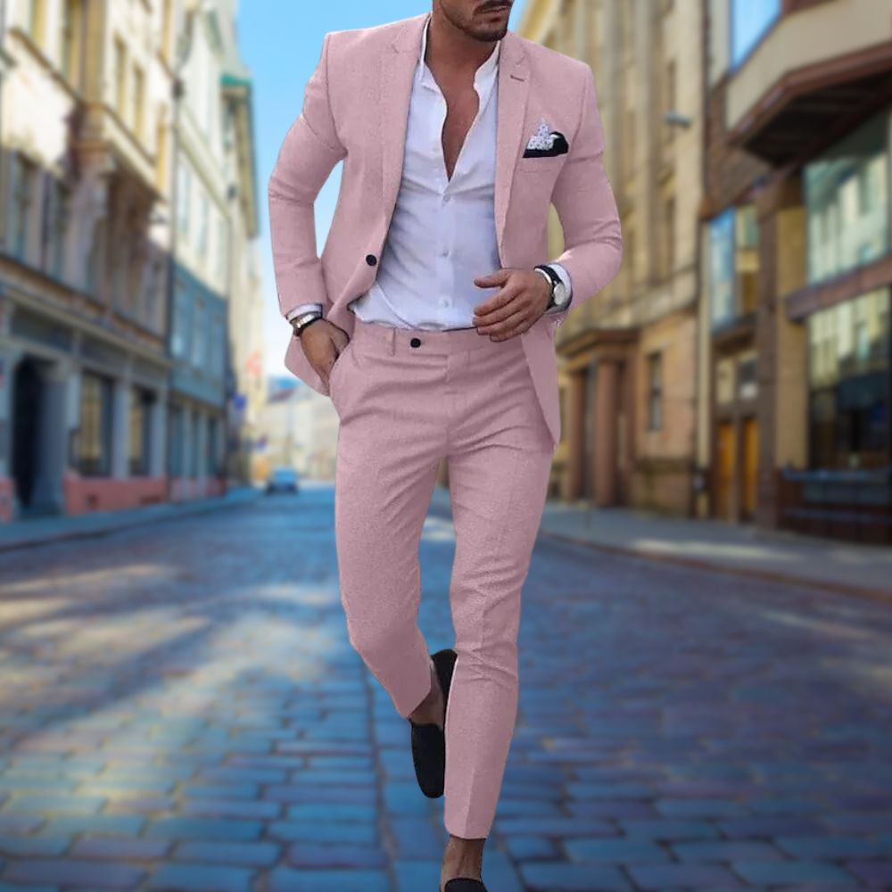 Sebastian | Luxe ademend wolmix herfst slim fit pak voor heren met moderne elegante uitstraling