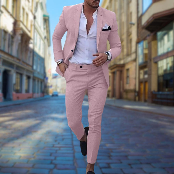 Sebastian | Luxe ademend wolmix herfst slim fit pak voor heren met moderne elegante uitstraling