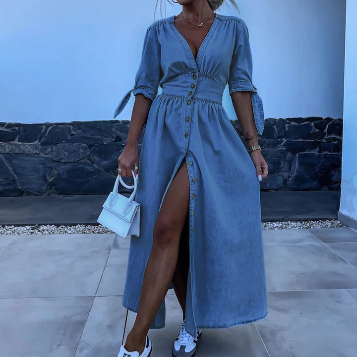 Romy - Dames Denim Maxi Jurk