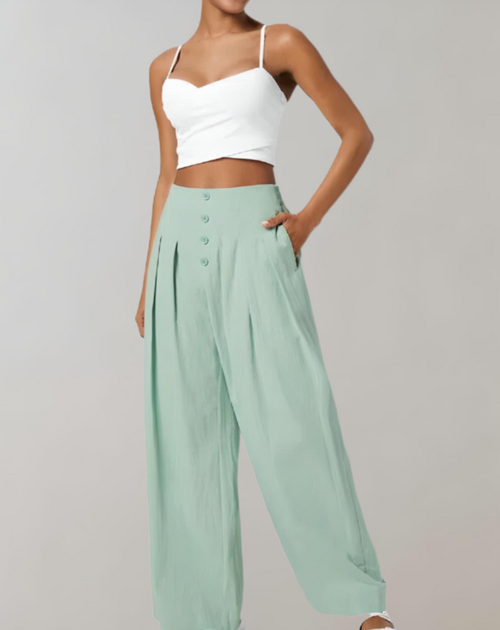 Vogue -  Wijde Broek met Hoge Taille