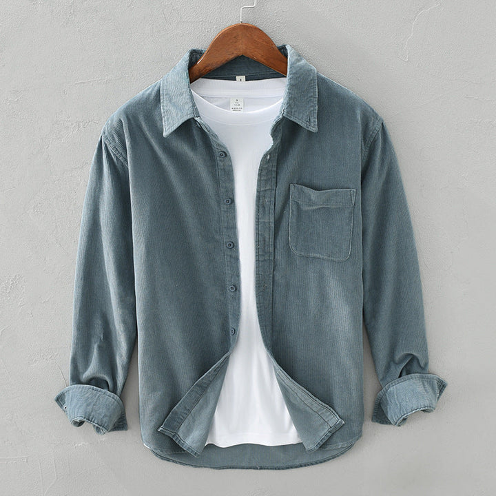 Gabriel | Zacht luxe corduroy shirt voor heren met retro uitstraling en tijdloze elegantie