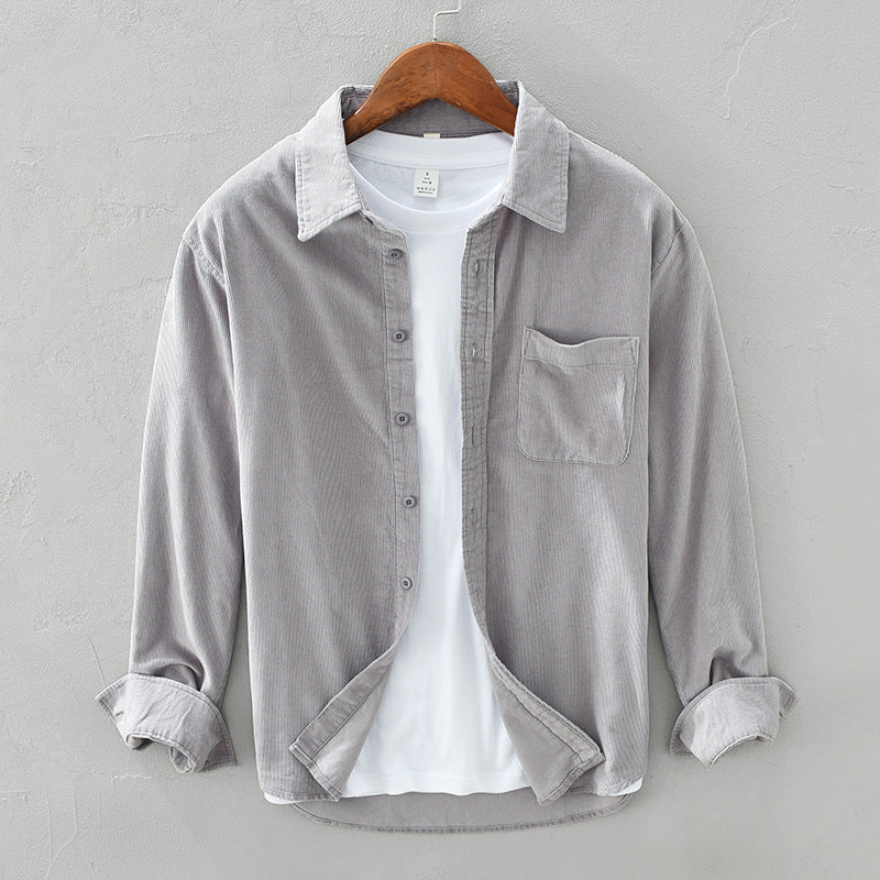 Gabriel | Zacht luxe corduroy shirt voor heren met retro uitstraling en tijdloze elegantie