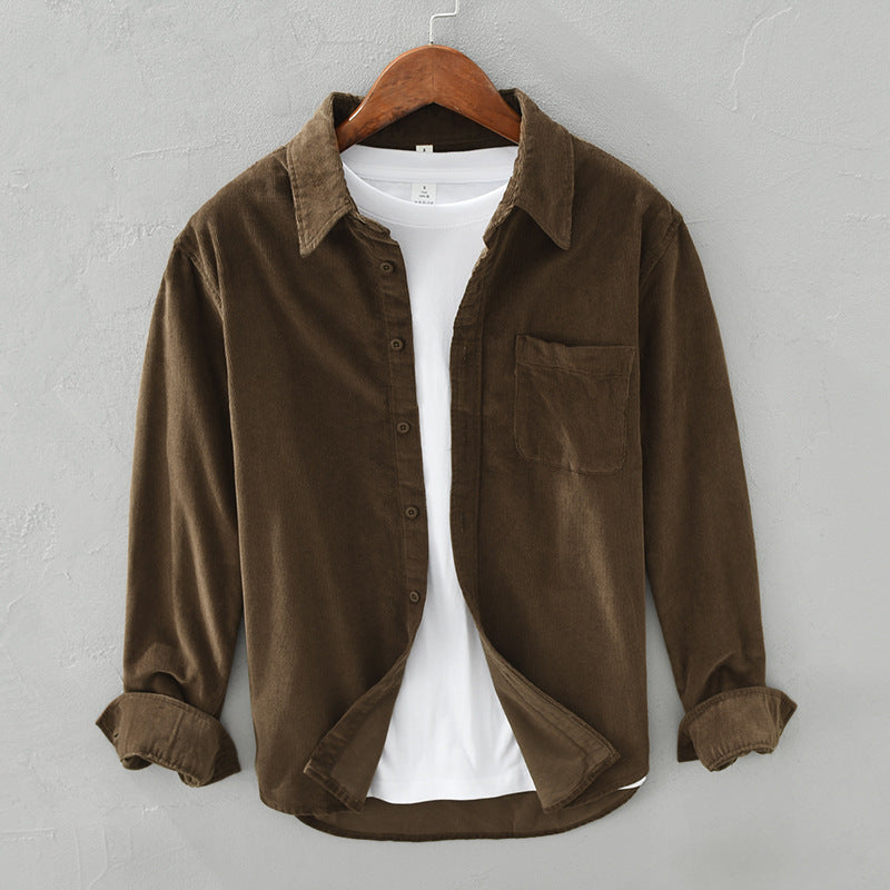 Gabriel | Zacht luxe corduroy shirt voor heren met retro uitstraling en tijdloze elegantie