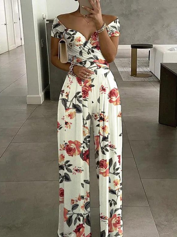 Lena - Dames Jumpsuit met Wijde Pijpen en Print