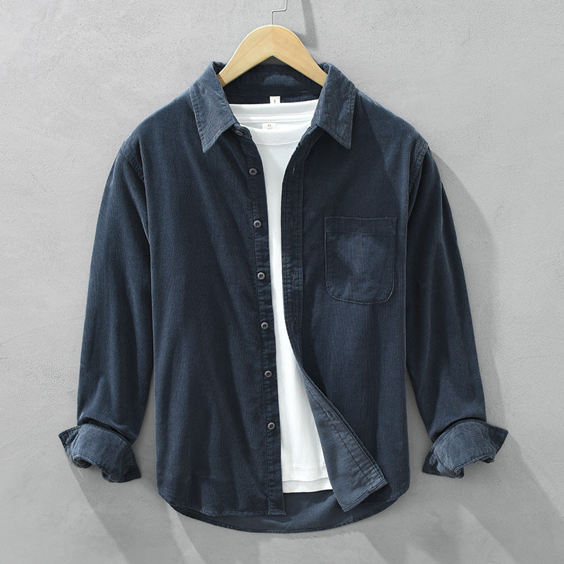 Gabriel | Zacht luxe corduroy shirt voor heren met retro uitstraling en tijdloze elegantie