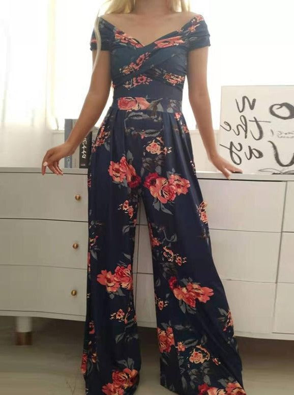 Lena - Dames Jumpsuit met Wijde Pijpen en Print