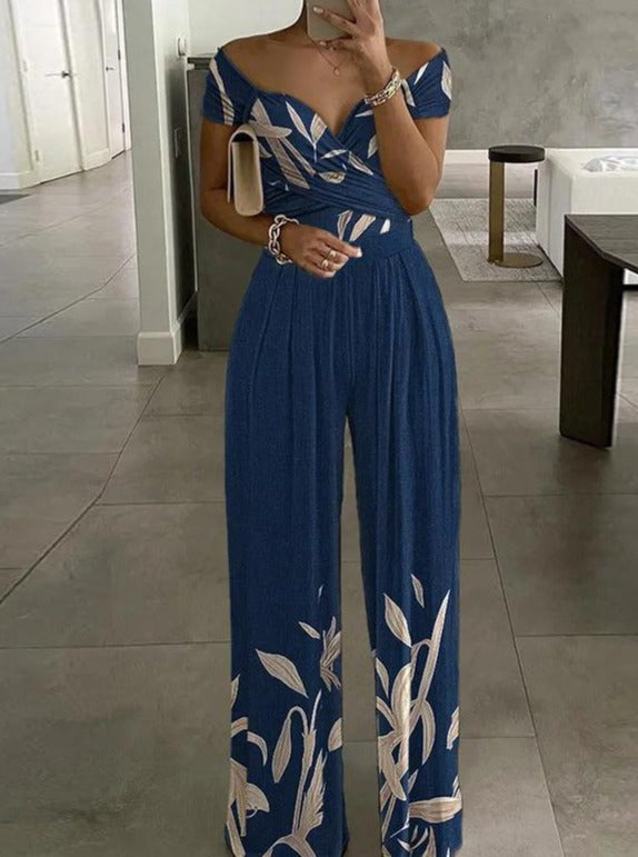 Lena - Dames Jumpsuit met Wijde Pijpen en Print