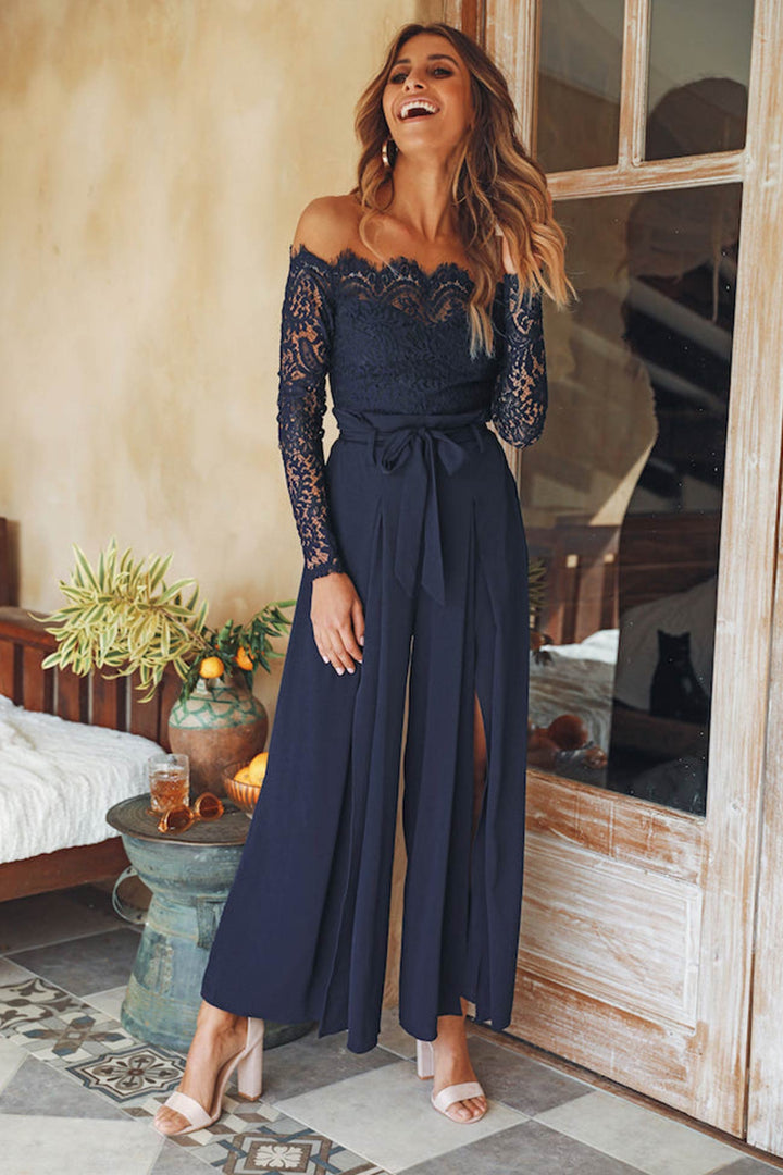 Esmee – Off-Shoulder Jumpsuit met Kant en Split