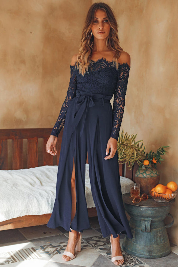 Esmee – Off-Shoulder Jumpsuit met Kant en Split