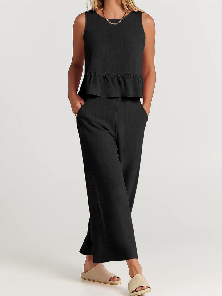Tess - Dames Mouwloze Top en Broek Set - Elegante en Luchtige Combinatie voor de Zomer