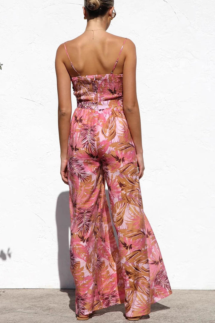 Nina – Gebloemde Jumpsuit met Strikdetail en Spaghettibandjes