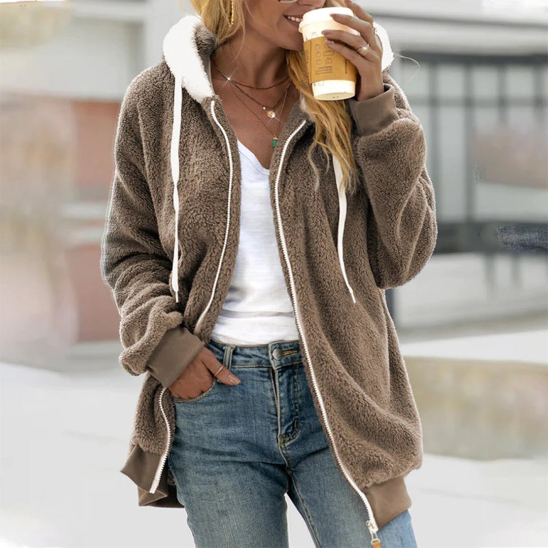 Livia | Superzachte fleece herfst hoodie voor dames met rits en warme voering