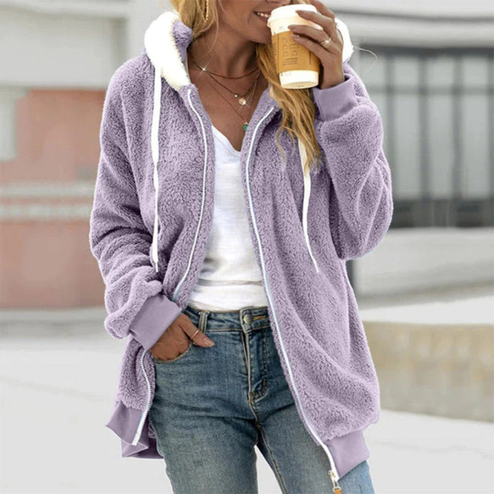 Livia | Superzachte fleece herfst hoodie voor dames met rits en warme voering