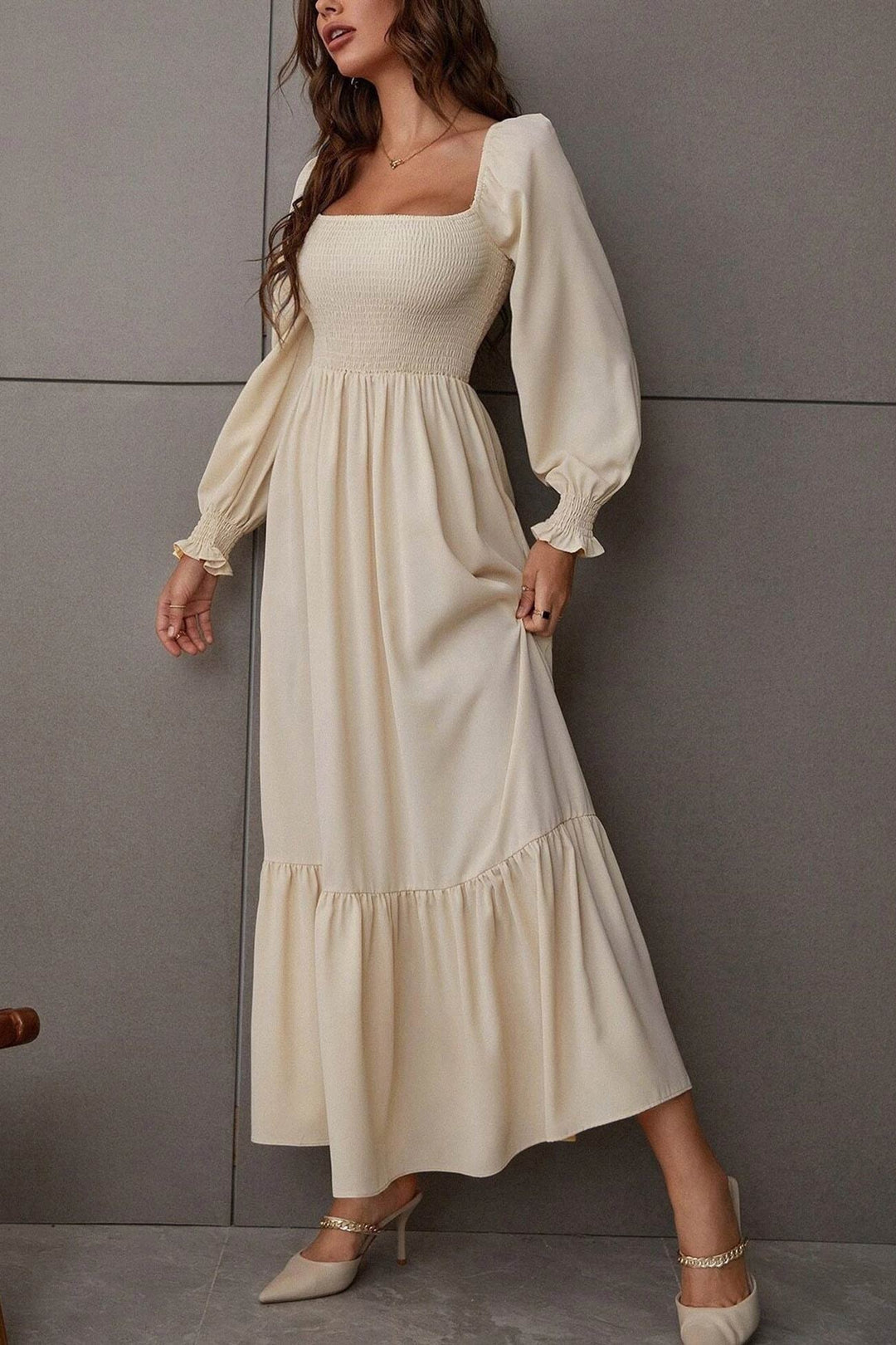 Maureen – Twee-Delige Set met Smock Top en Midi Rok