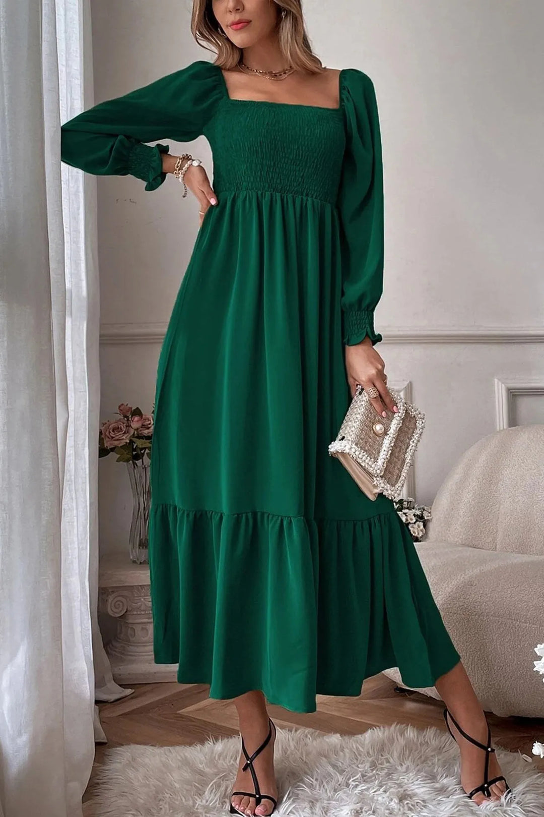 Maureen – Twee-Delige Set met Smock Top en Midi Rok