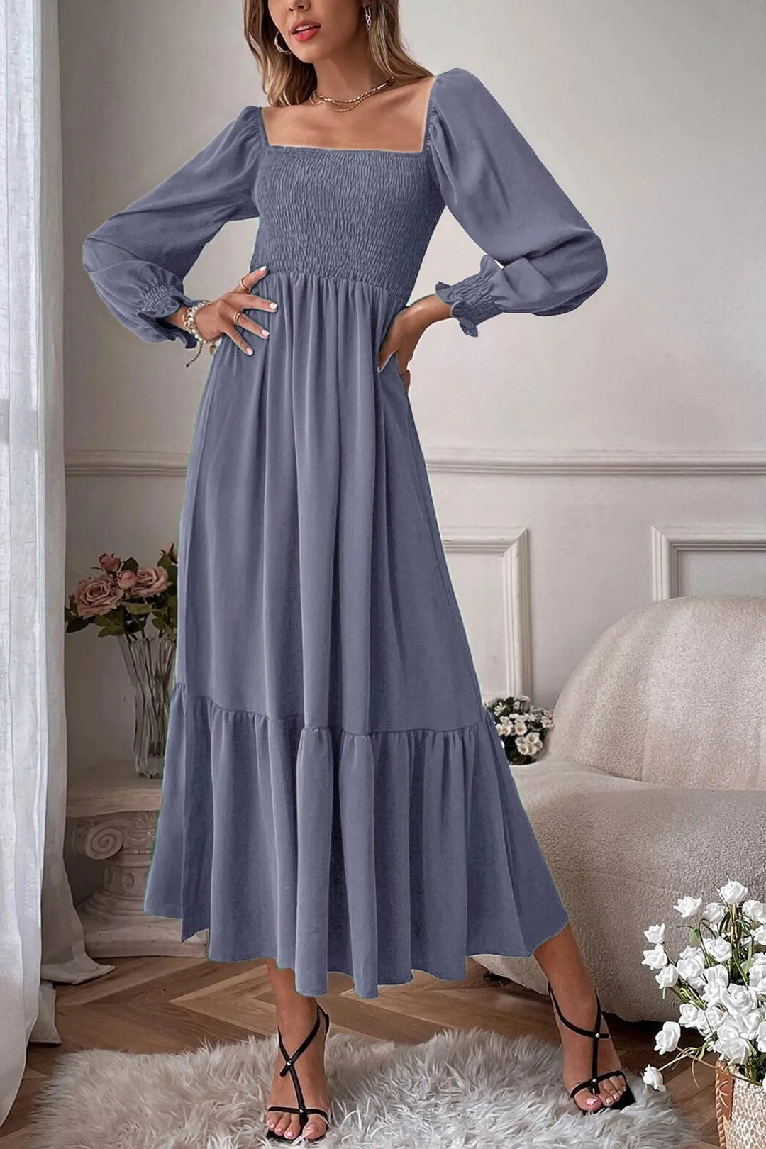 Maureen – Twee-Delige Set met Smock Top en Midi Rok
