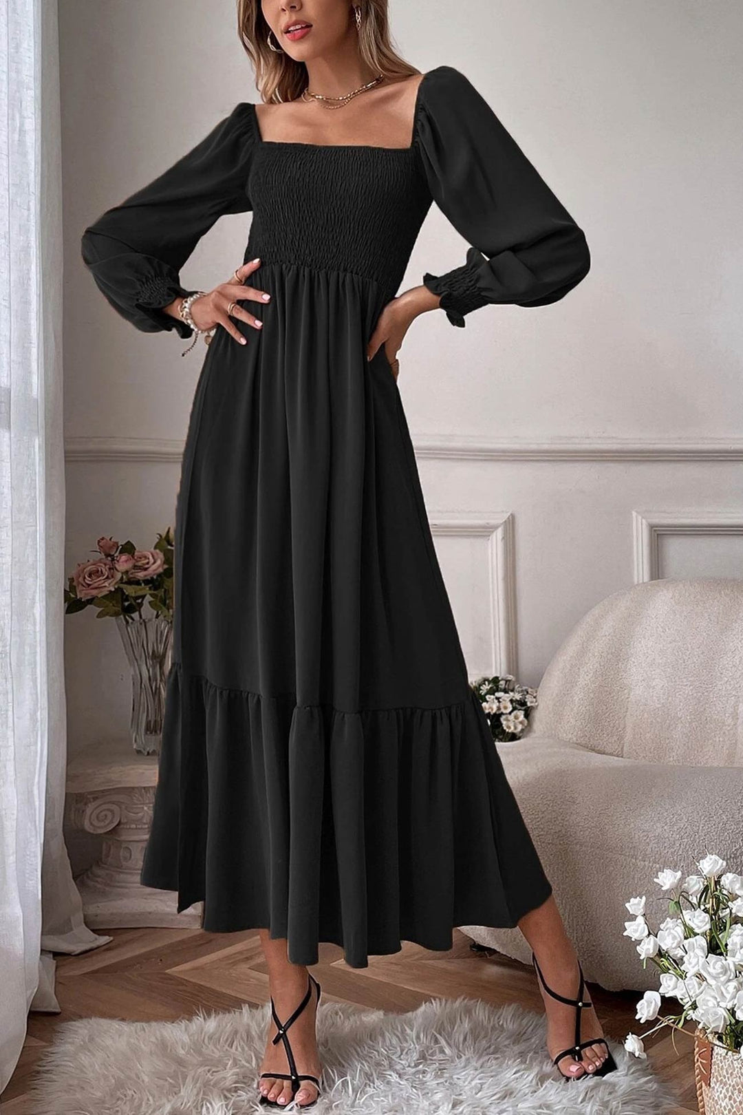 Maureen – Twee-Delige Set met Smock Top en Midi Rok