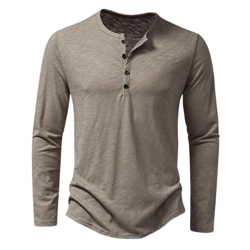 Julien | Zacht ademend katoenen shirt voor heren met knoopsluiting en henley-hals