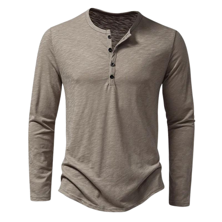 Julien | Zacht ademend katoenen shirt voor heren met knoopsluiting en henley-hals