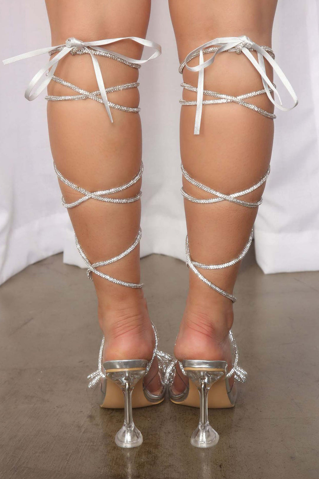 Nadine – Strass High Heels met Bandjes en Vierkante Neus