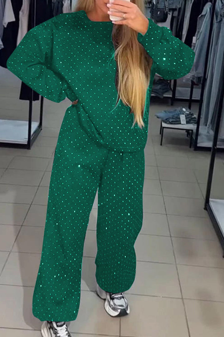 Fay – Two-Piece Lounge Set met Strass en Elastische Taille