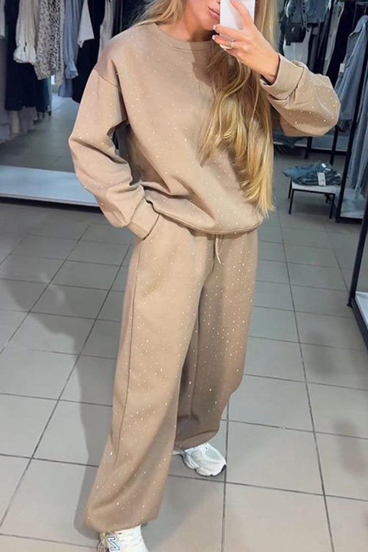 Fay – Two-Piece Lounge Set met Strass en Elastische Taille