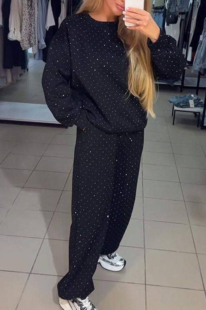 Fay – Two-Piece Lounge Set met Strass en Elastische Taille