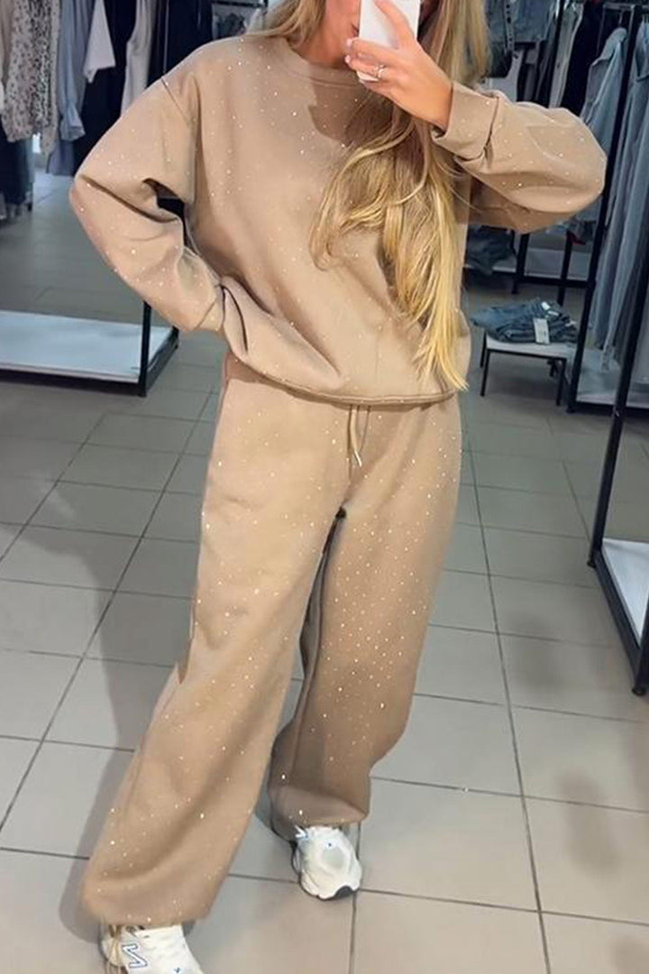 Fay – Two-Piece Lounge Set met Strass en Elastische Taille