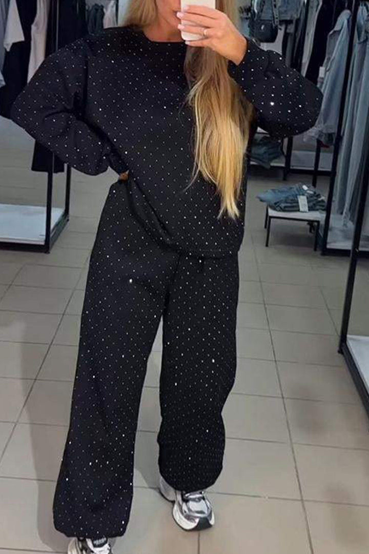 Fay – Two-Piece Lounge Set met Strass en Elastische Taille