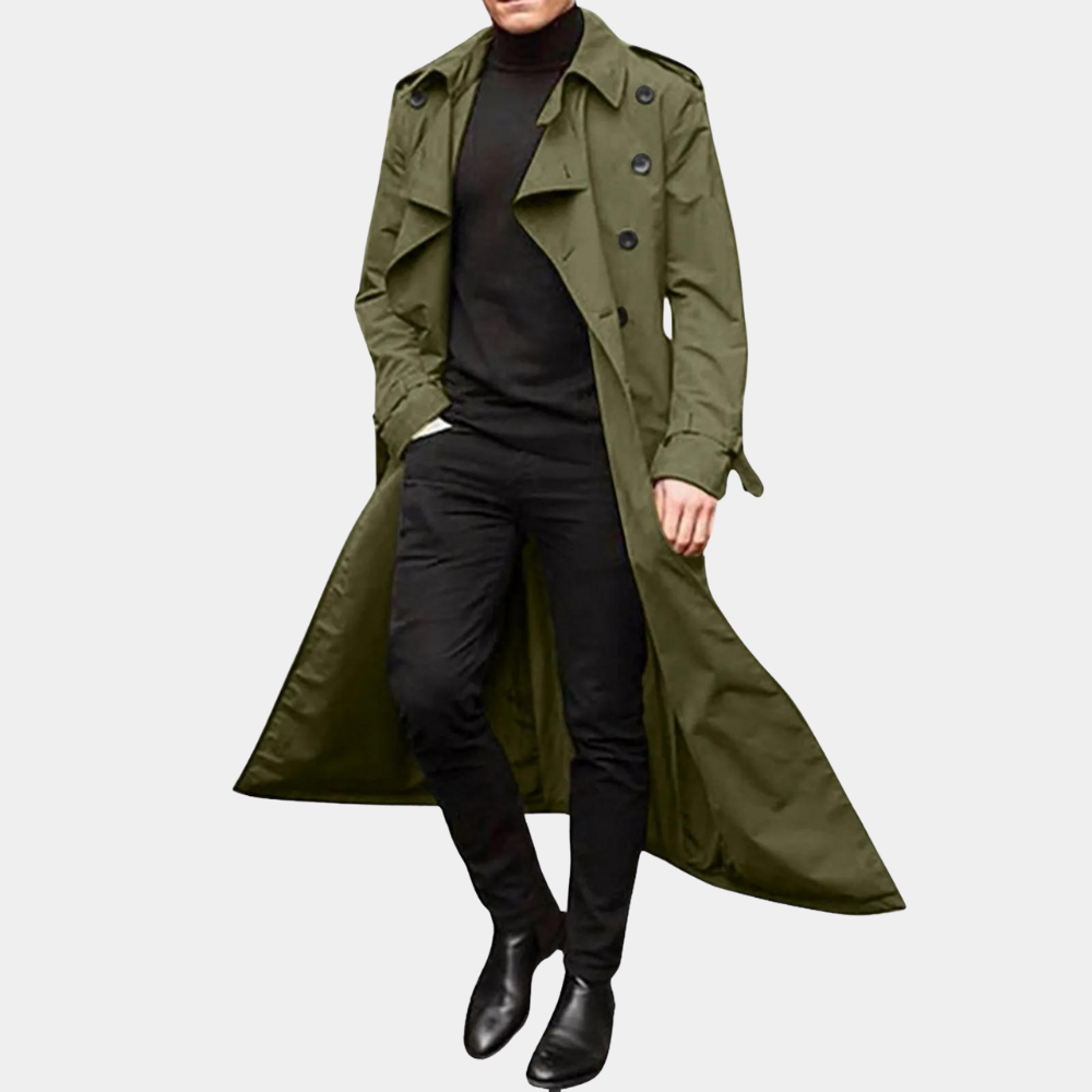 Rens | Waterafstotende herfsttrenchcoat voor heren met extra lange snit